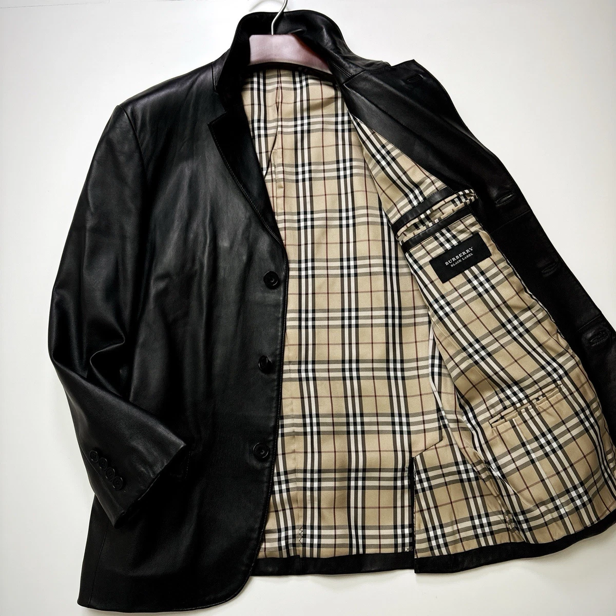 Burberry Leather Outer Shell Black Coats, Jackets & Vests for Men