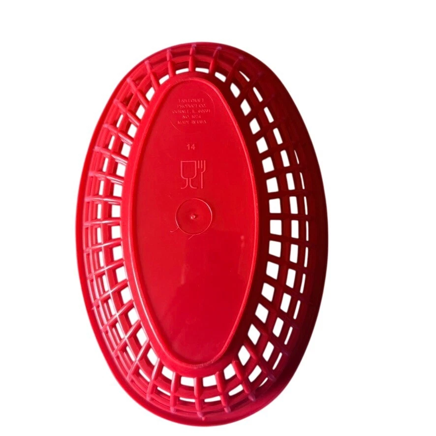 TableCraft Vintage Nº Lote de 9 cestas de comida ovaladas de plástico rojo 1074 - Hechas en EE. UU. Foto 4 de 4