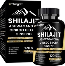 Shilajit Pills 20000mg with Ashwagandha for Vitality 120 Count