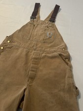 Vintage Carhartt Double Knee Bib Overalls Mens 36x29 Brown Workwear Outdoor Barn