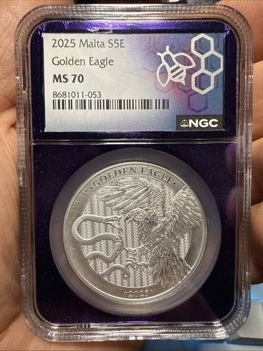 2025 Malta S5E Golden Eagle In Trader Bae Purple Core NGC MS70