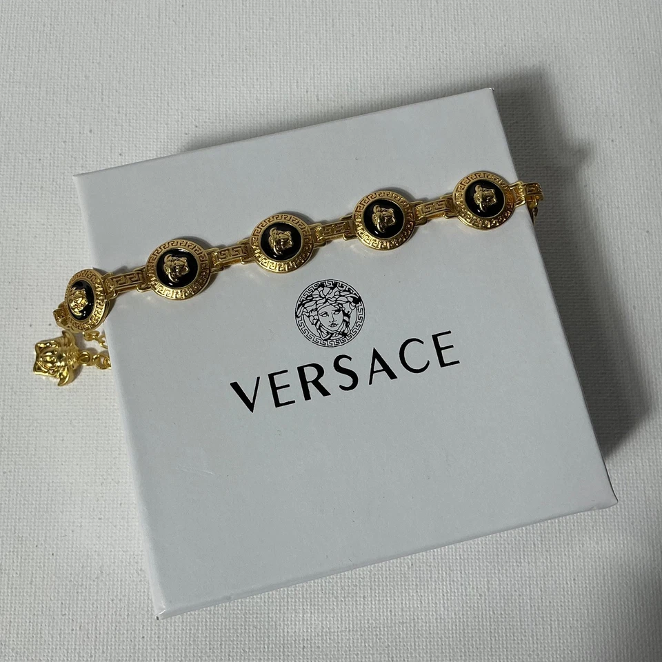 Pulsera Versace Negro y Oro 7" Foto 2 de 3