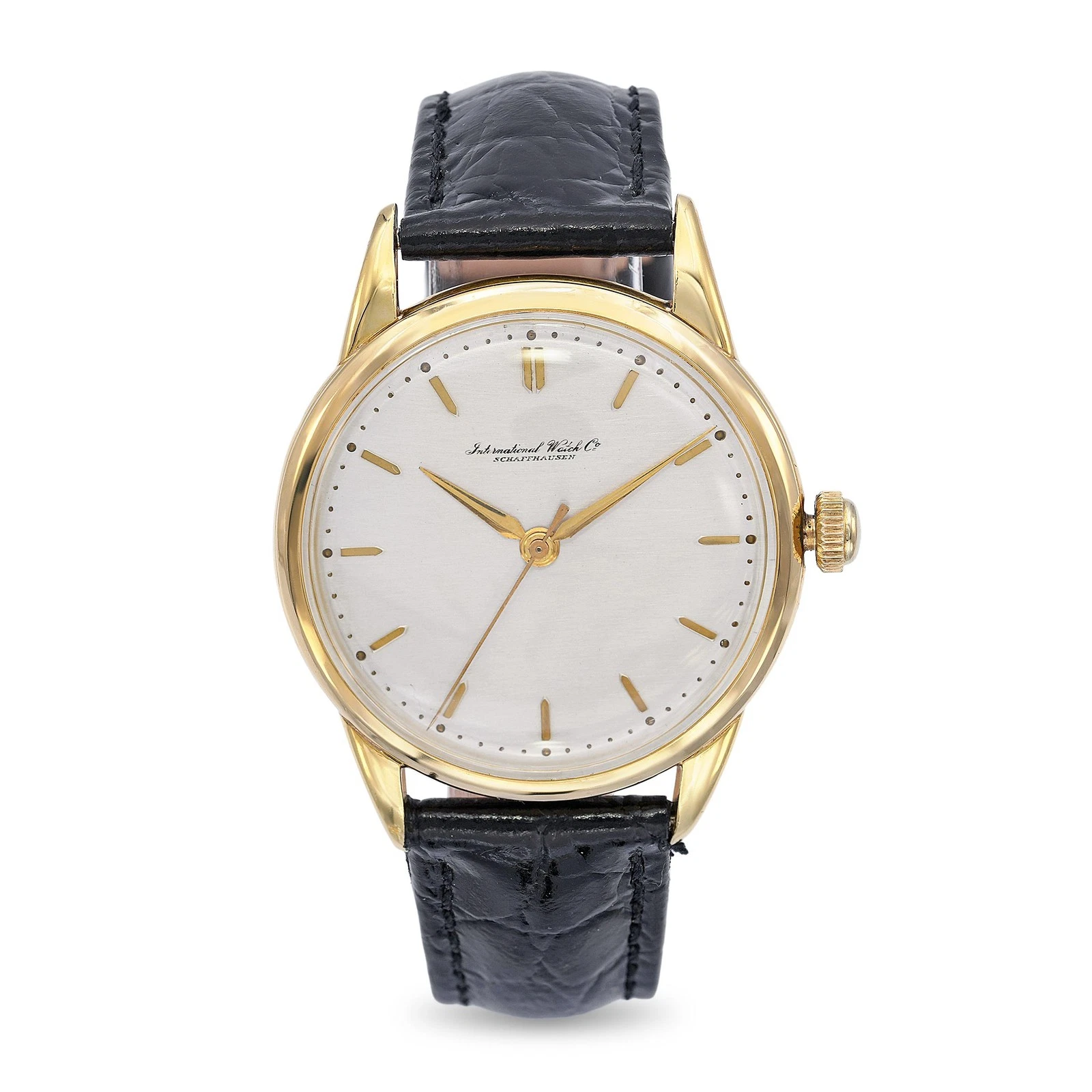 IWC Schaffhausen — Vintage 1950s IWC Schaffhausen 18k Yellow Gold Manual Wind Dress Watch