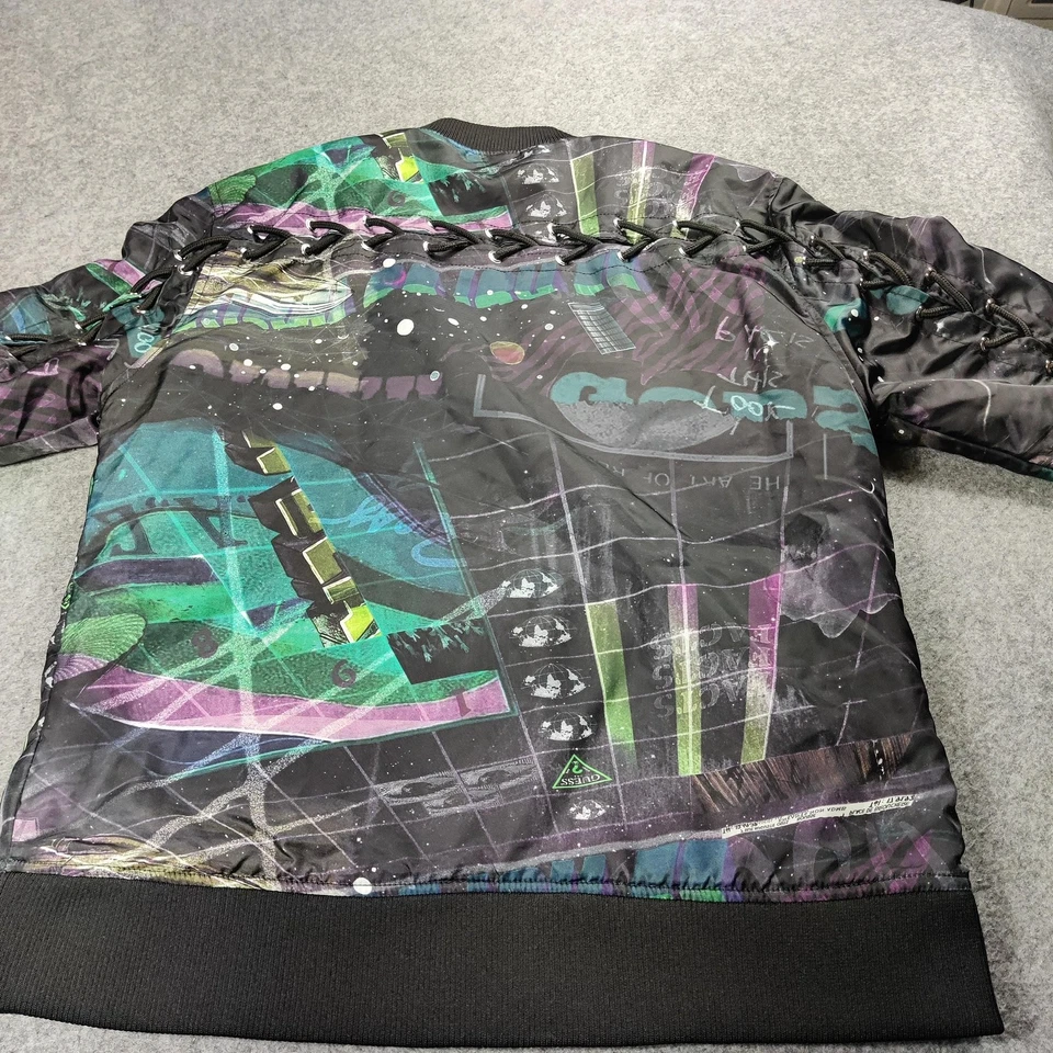 Guess Ken Carson Chaos Jacket Men Large Black Bomber Graffiti Zip Pocket Lace Up - Image 4 of 4