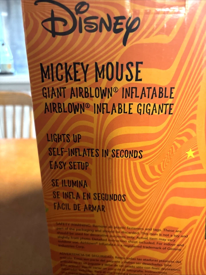 Disney Mickey Mouse 9,5 pies de ancho gigante Halloween inflable cabeza de calabaza GEMMY NUEVO Foto 3 de 4