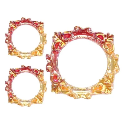 3 Mini Vintage Bilderrahmen für 3,3x4,3 cm Fotos, Rot-Gold - Bild 1 von 4