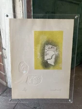 Lebadang (aka Hoi) Yellow Tree Etching With Relief Signed in Pencil 18”x22”