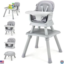KOTEK 8-in-1 Convertible Baby High Chair, Booster Seat, Toddler Chair, Gray