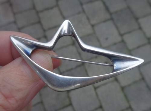 Georg Jensen Argent Broche Danois Sterling Abstrait N°376 Danemark C.1970s - Photo 8 sur 12