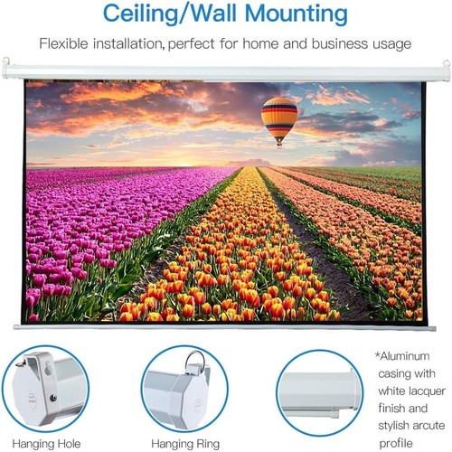 Quiet Motorized Electric Projector Screen 120" - Silver Finish for Home & Office - Picture 6 of 9