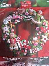 Christmas Bucilla Felt Applique Kit,COOKIES CANDY WREATH,Gingerbread,86264,NIP