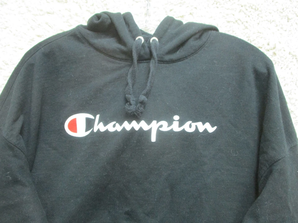 Champion Suéter Extra Grande Adulto Negro Sudadera con Capucha Pullover Bolsillos Logo Mujer XL Foto 2 de 4