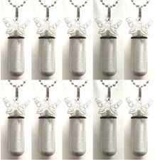 Lovely Set of 10 Brushed Silver LACE BUTTERFLY CREMATION URN NECKLACES w/Pouches
