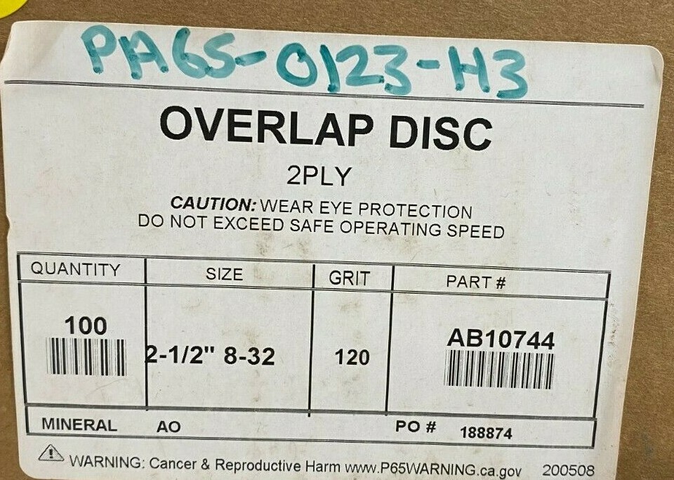 2-1/2" 100 GRIT MERIT ALUMINUM OXIDE OVERLAPPED SLOTTED DISCS AB10761 LOT OF 100