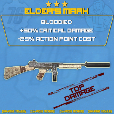 FALLOUT 76 PC ELDER'S MARK BLOODIED +50% CRIT DAMAGE -35% AP Cost +PIN-POINTER'S