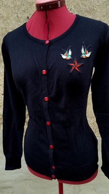 Cardigan gilet rockabilly pin up psychobilly punk horror zombie hirondelles 