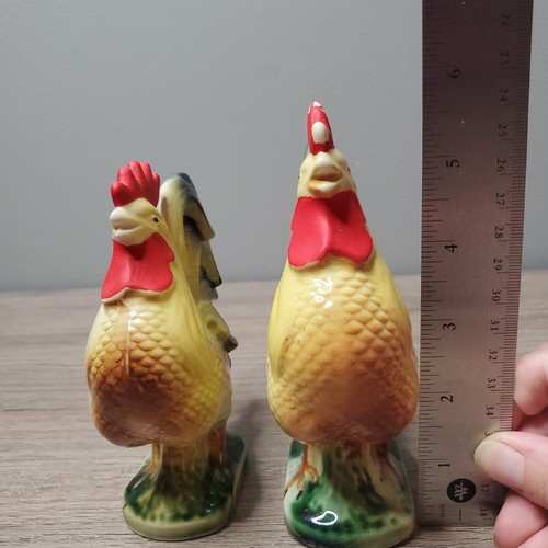 Vintage Keramik Hähne 2er Set Markenlos (hat Fehler) ca. 5" hoch - Bild 11 von 11