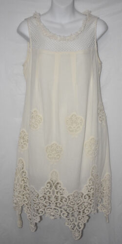 Sweet Dreams Cream White Lace Embellished Neck Me Sleeveless Dress - S - New - Picture 1 of 9