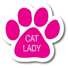 Cat Lady Pawprint Car Magnet By Magnet Me Up 5" Pink Paw Print Auto Truck Decal