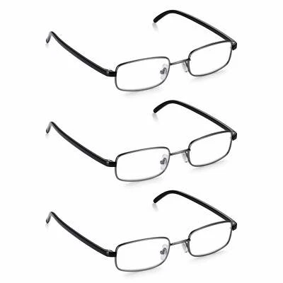 READ OPTICS 3 Pack Metal Reading Glasses +1, +1.5, +2.0, +2.5, +3.0, +3.5 3 Pack Readers