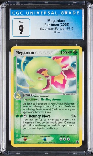 2005 Meganium Pokemon EX Unseen Forces Holo 9/115 CGC 9