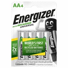 4 x Energizer Rechargeable AA batteries Universal 1300 mAh Accu NiMh Pack of 4 4.76 per battery