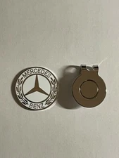 (1) Rare Mercedes-Benz Logo Emblem 1" Coin Style Golf Marker With Bonus Hat Clip