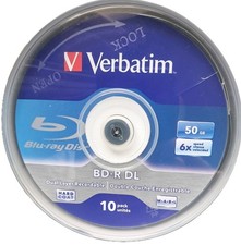 Image of Verbatim 43746 BD-R DL BD50 Dual Layer 50GB 6x Speed Blu-Ray Disc - 10 Pack