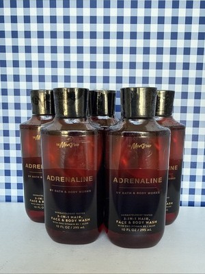 Five (5) ~ Bath & Body Works ~  ADRENALINE ~ 3-in-1 HAIR, FACE & BODY WASH