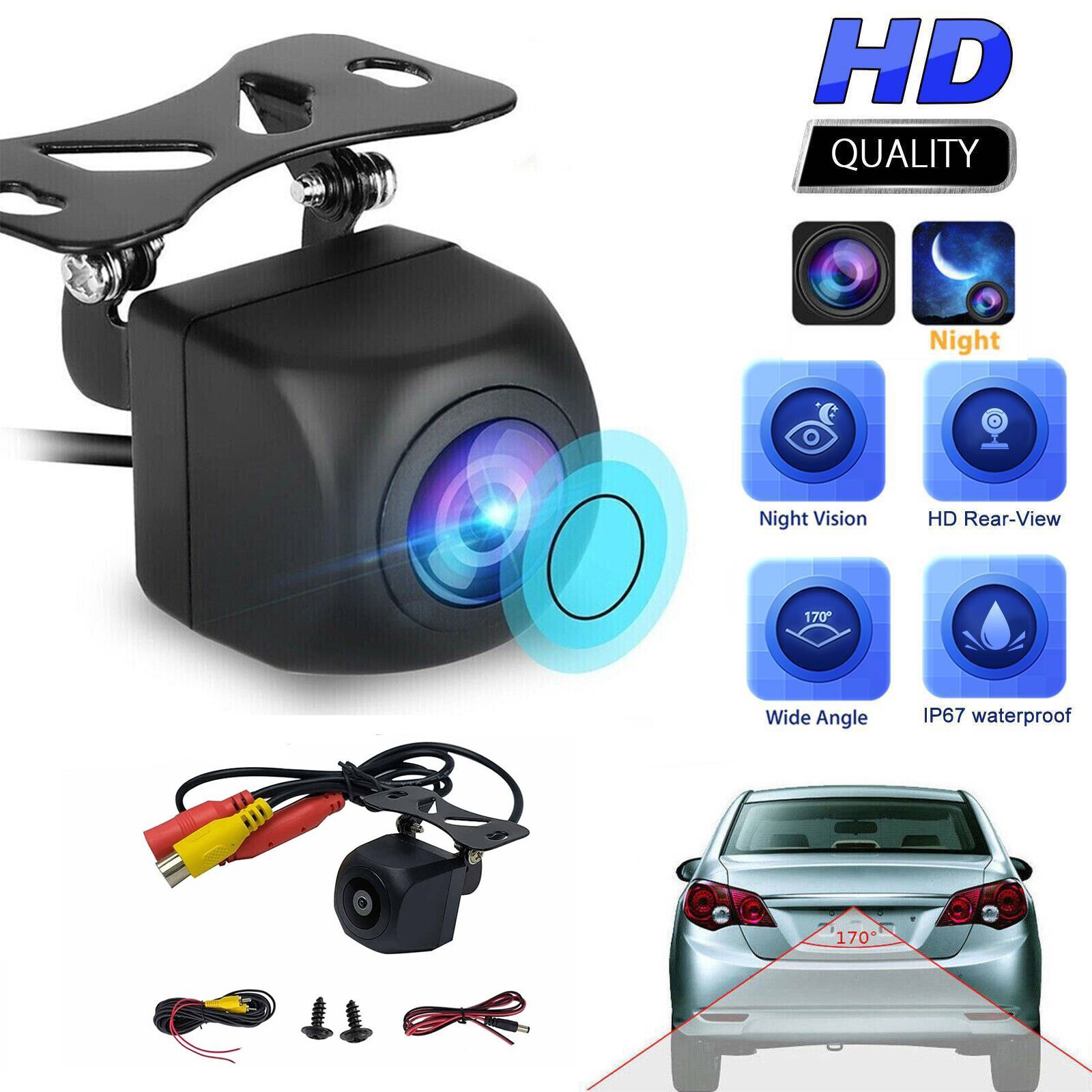 Car Rear View Backup Camera Reverse Parking Cam 170° Waterproof HD Night Vision