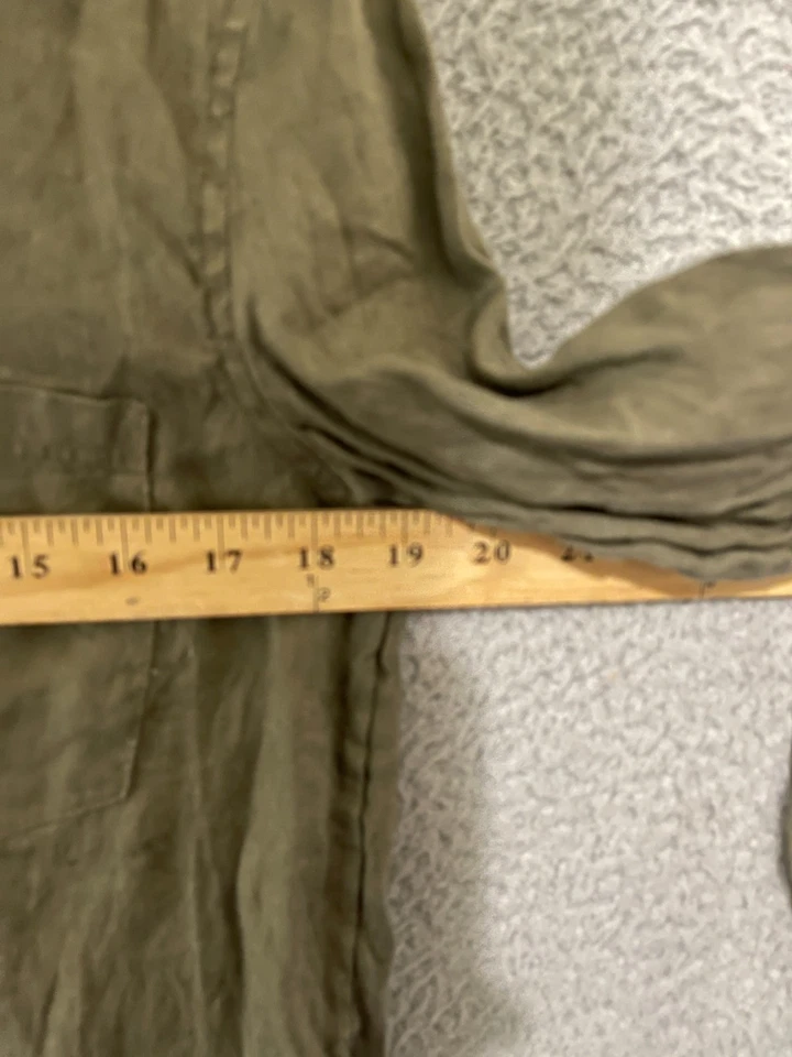 H&M Womens Linen Top Size Small Green Button up Long Sleeve Adult - Image 4 of 4