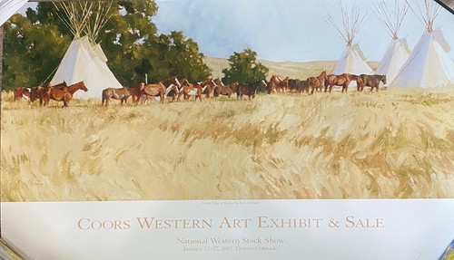 Vintage 2002 Coors Western Art Exhibit "At the Edge of Camp" Joel Ostind Poster