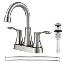 PARLOS Swivel Spout 2-Handle Brushed Nickel Bathroom Sink Faucet with Metal Pop-