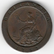 1797 TWOPENCE COIN KING GEORGE III COPPER GOOD CONDITION S.3776 3G150