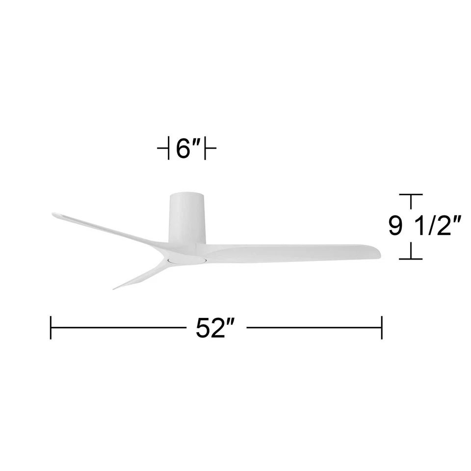 52" Casa Vieja Zebec White Hugger Ceiling Fan with Remote Control - Image 4 of 4