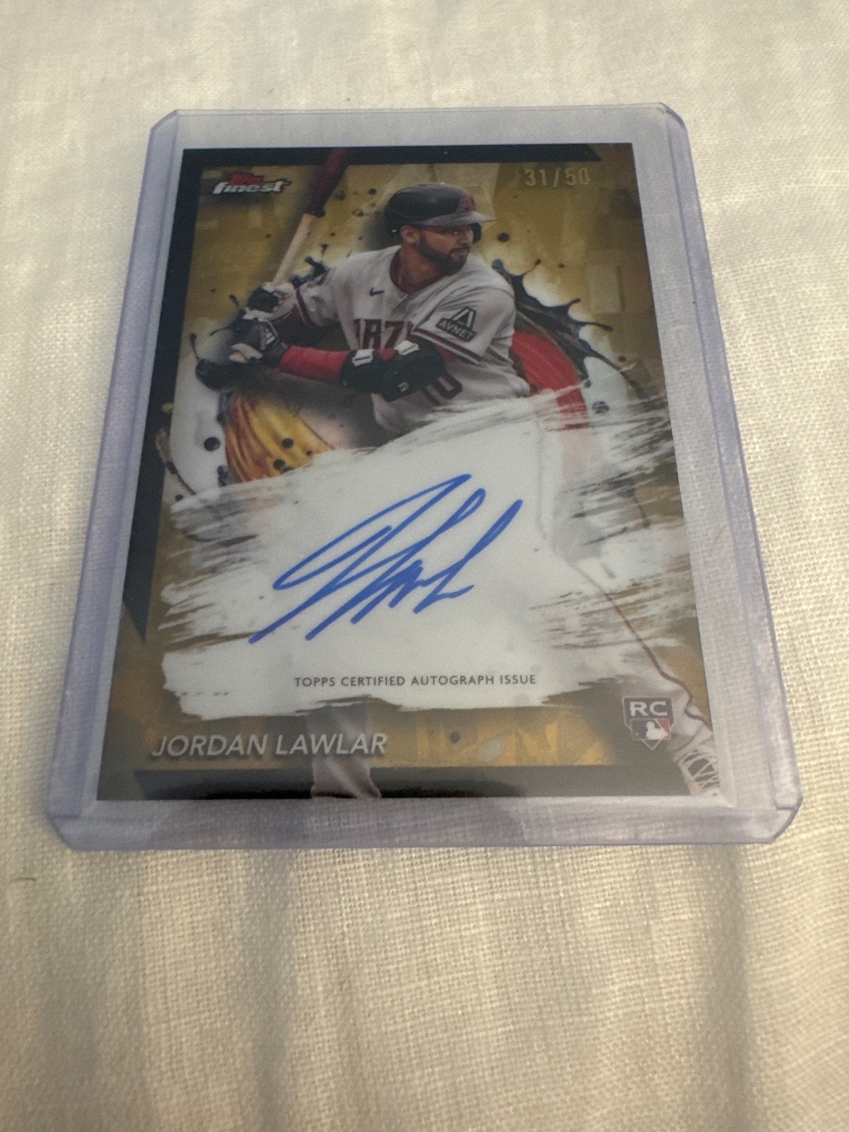 2024 TOPPS FINEST JORDAN LAWLAR GOLD REFRACTOR AUTO /50 CLEAN