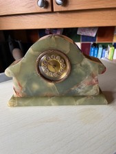 Antique Edwardian Onyx travel clock No major chips Working