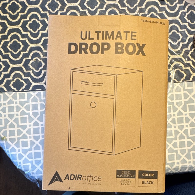 AdirOffice Ultimate Drop Box Wall Mount Key Lock Item Storage Indoor 631-04-BLK