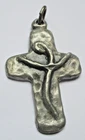 Large BRUTALIST Cross Creator Crucifix Pendant Silver Color Jewelry 5886