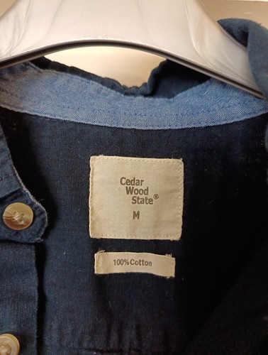 Cedar Wood State Mens Blue Long Sleeved Cotton Shirt. Size Medium - Picture 5 of 5