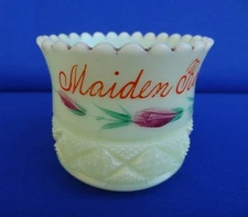 HEISEY UG Uranium EAPG Custard Glass Open Sugar Bowl - Souvenir MAIDEN ROCK Wis