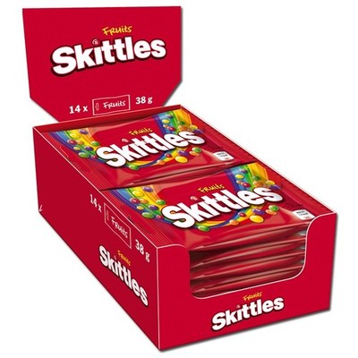 (14,92 /1kg) Skittles Fruits 38g, Bonbons, Dragees, 14 Beutel