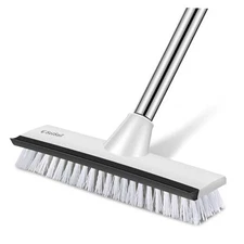  Floor Scrub Brush with 51-Inch Long Adjustable Handle 2 in 1 10in Black White