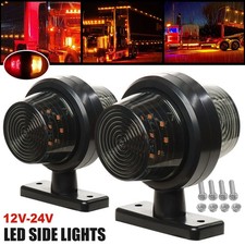 2x LED Side Marker Lights Recovery Smoked Red Amber Trailer Lorry Truck 12V 24V
