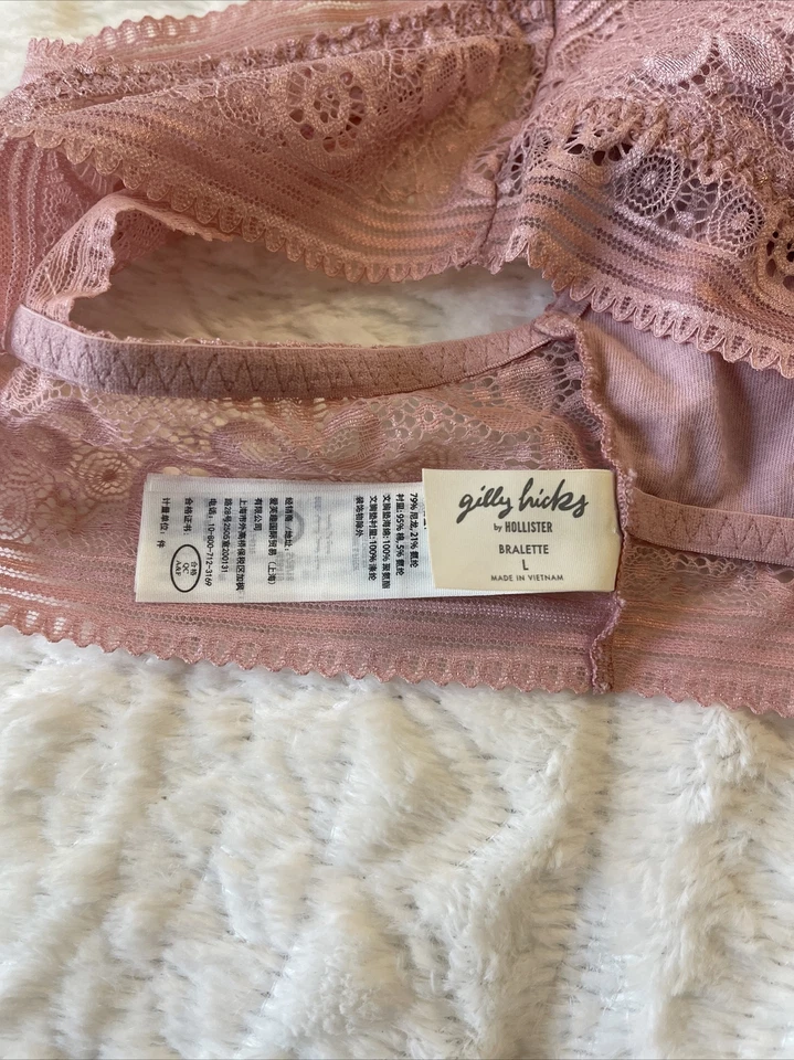 Bralette de encaje grande gilly hicks holister rosa claro talla grande Foto 3 de 4