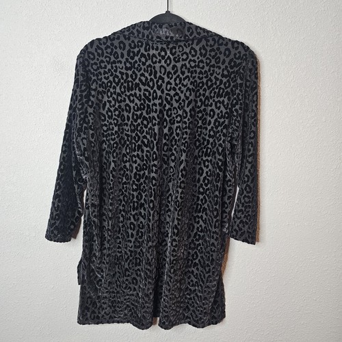 Rebecca Malone Top Womens Large Black Velvet Burnout Tunic Blouse V Neck Leopard - Picture 6 of 8