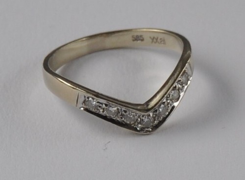 Weißgold Memory Eternity Brillant Diamant Ring mit Spitze 0.3 Carat 585 Gold