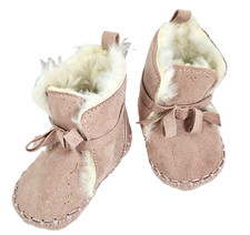 Old Navy Baby Infant Pink Gold Spotted Moccasin Shoes Booties Size 6-12 Months