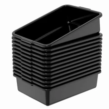 12-Packs Bus Tubs, Commercial Tote Box, Plastic Bus Box 13 L Capacity Black/Grey