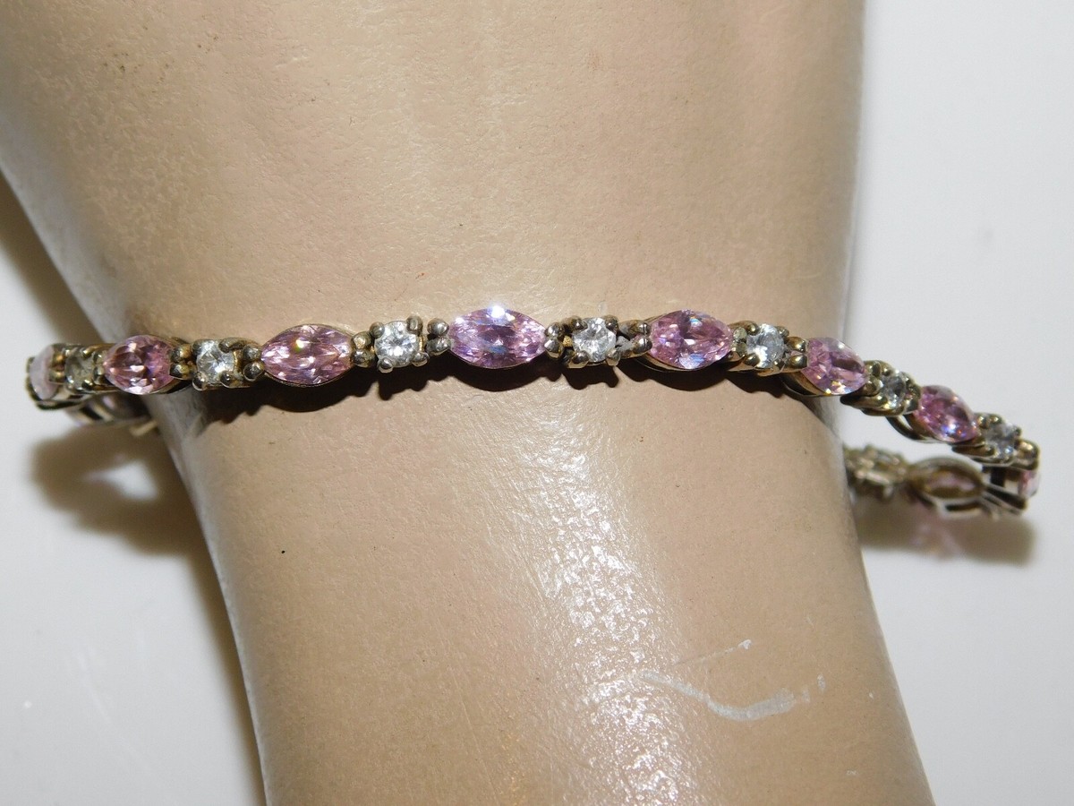 Silver Pink ICE Crystal Tennis Bracelet - Women\'s Accessory 925 Sterling Silver | Silver Tennis Bracelet | Ice Crsuhed  main image 4